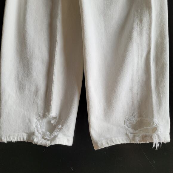 AGOLDE Toni Jeans Straight Distressed Mid Rise Measures 33 White Grunge Parisian - Picture 6 of 11